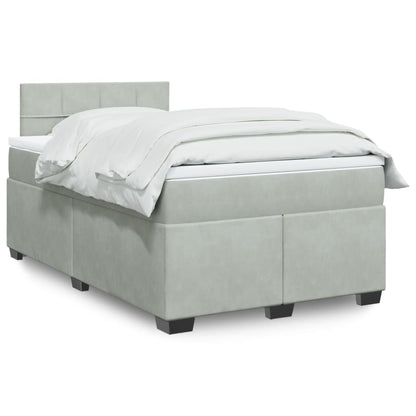 Box Spring Postel S Matrací Samet Světle Šedá
