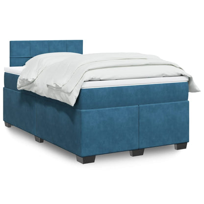 Box Spring Postel S Matrací Samet Modrá
