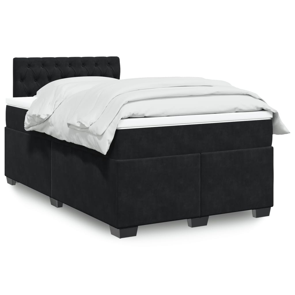 Box Spring Postel S Matrací Černá Samet Černá