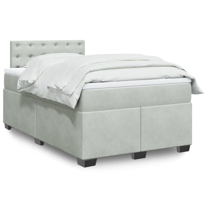 Box Spring Postel S Matrací Samet Světle Šedá