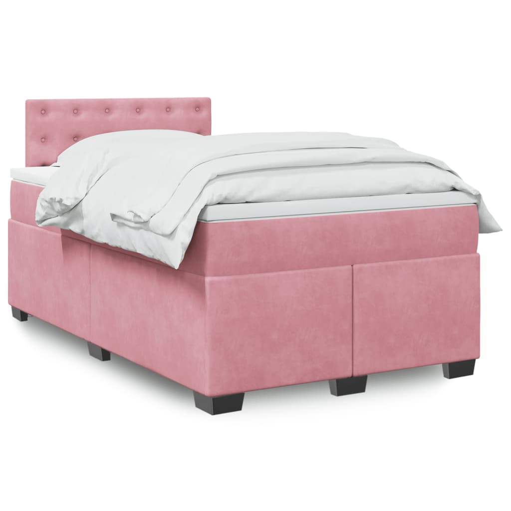 Box Spring Postel S Matrací Samet Růžová