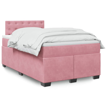 Box Spring Postel S Matrací Samet Růžová