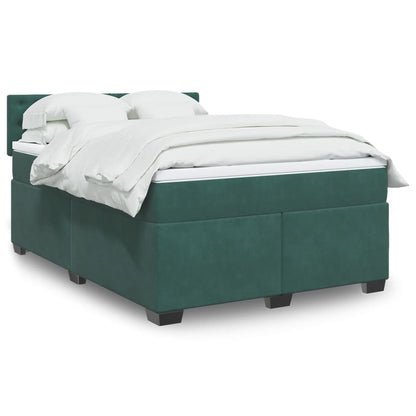 Box Spring Postel S Matrací Samet Tmavě Zelená