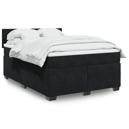 Box Spring Postel S Matrací Černá Samet Černá