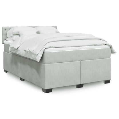 Box Spring Postel S Matrací Samet Světle Šedá