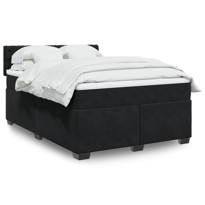 Box Spring Postel S Matrací Černá Samet Černá