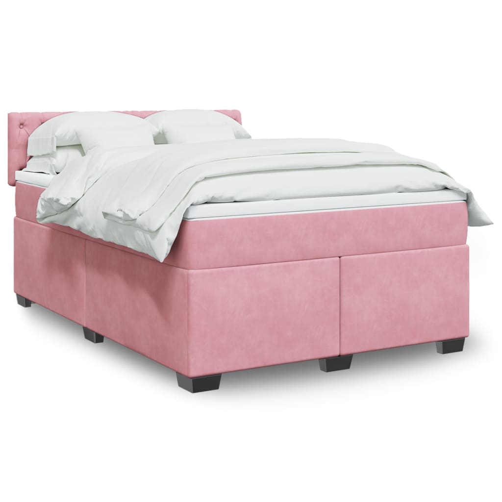 Box Spring Postel S Matrací Samet Růžová