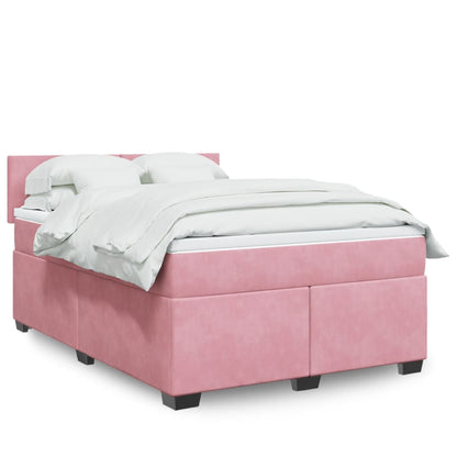 Box Spring Postel S Matrací Samet Růžová