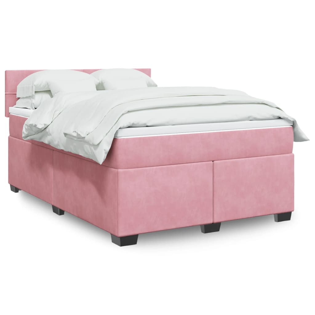 Box Spring Postel S Matrací Samet Růžová