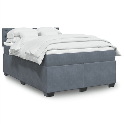 Box Spring Postel S Matrací Samet Tmavě Šedá