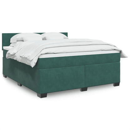 Box Spring Postel S Matrací Samet Tmavě Zelená
