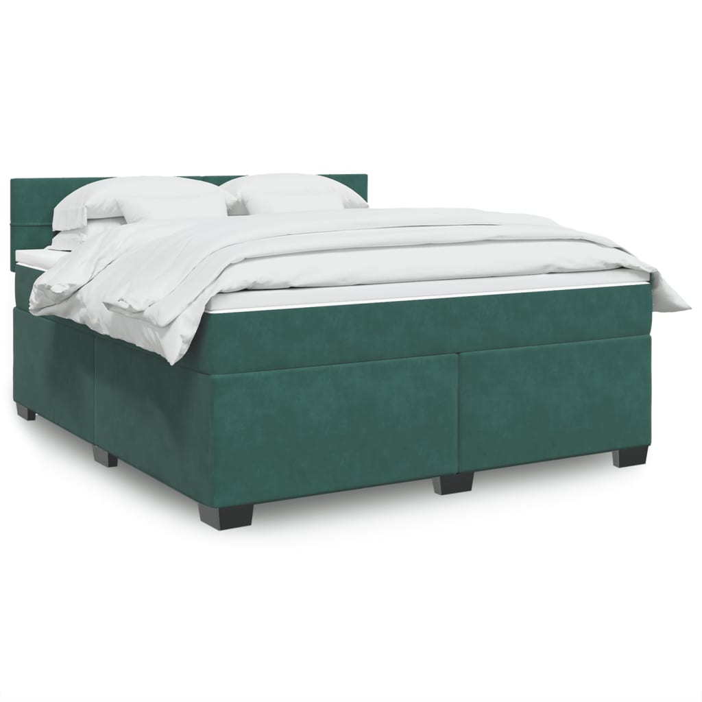 Box Spring Postel S Matrací Samet Tmavě Zelená