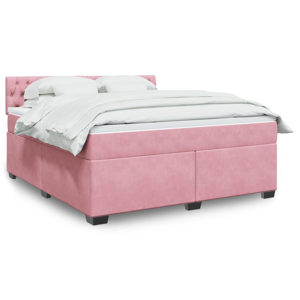 Box Spring Postel S Matrací Samet Růžová