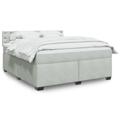 Box Spring Postel S Matrací Samet Světle Šedá