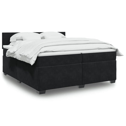 Box Spring Postel S Matrací Černá Samet Černá