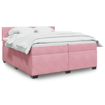Box Spring Postel S Matrací Samet Růžová