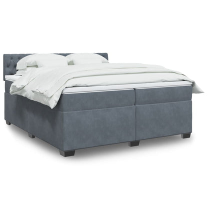 Box Spring Postel S Matrací Samet Tmavě Šedá