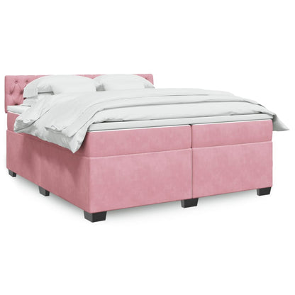 Box Spring Postel S Matrací Samet Růžová