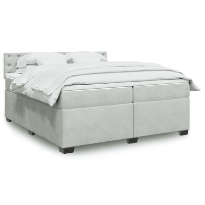 Box Spring Postel S Matrací Samet Světle Šedá