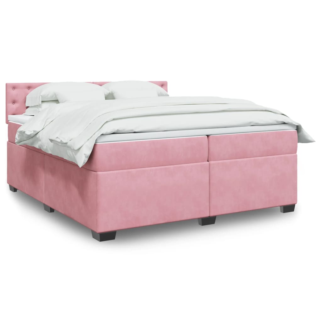 Box Spring Postel S Matrací Samet Růžová