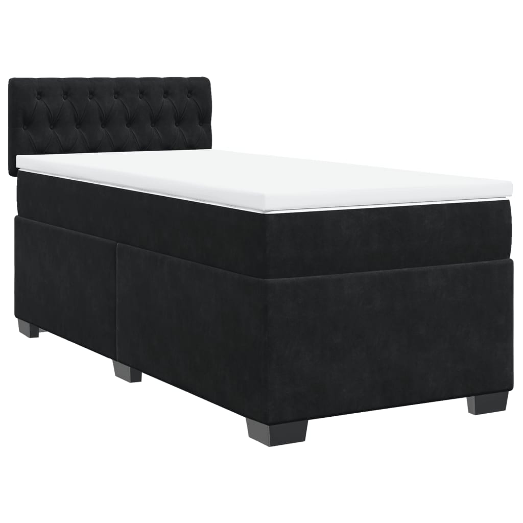 Box Spring Postel S Matrací Černá Single Samet
