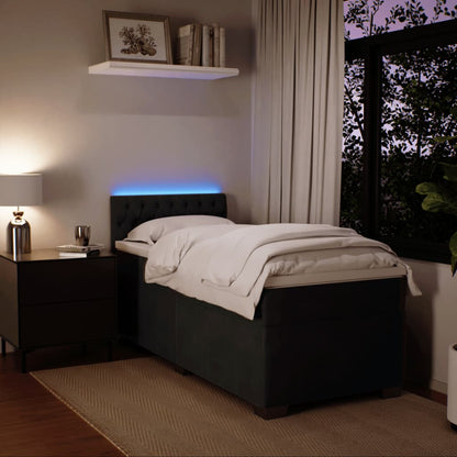 Box Spring Postel S Matrací Černá Single Samet