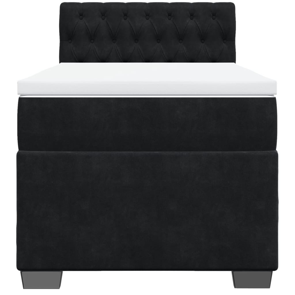 Box Spring Postel S Matrací Černá Single Samet