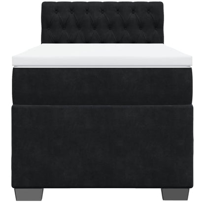 Box Spring Postel S Matrací Černá Single Samet