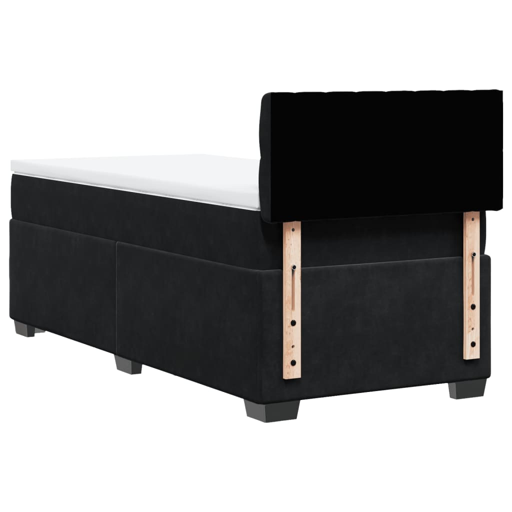 Box Spring Postel S Matrací Černá Single Samet
