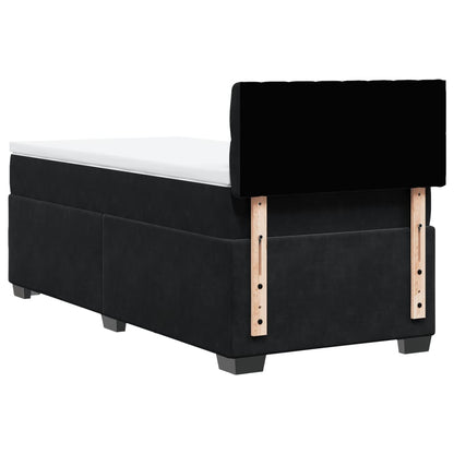 Box Spring Postel S Matrací Černá Single Samet