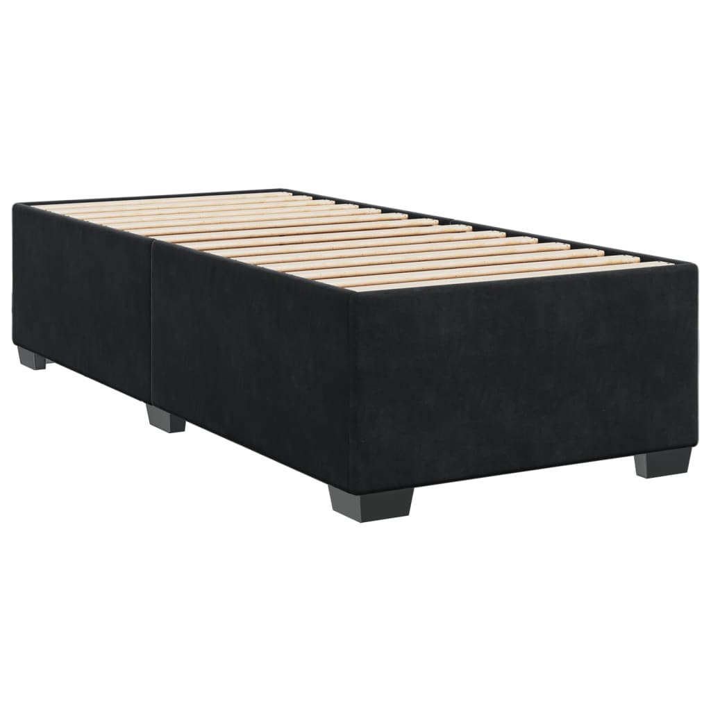 Box Spring Postel S Matrací Černá Single Samet