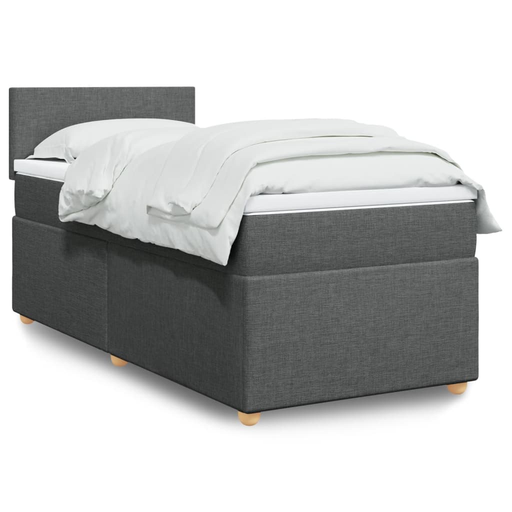 Box Spring Postel S Matrací Textil Tmavě Šedá