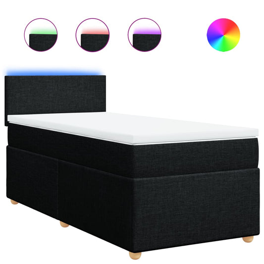 Box Spring Postel S Matrací Černá Textil Černá