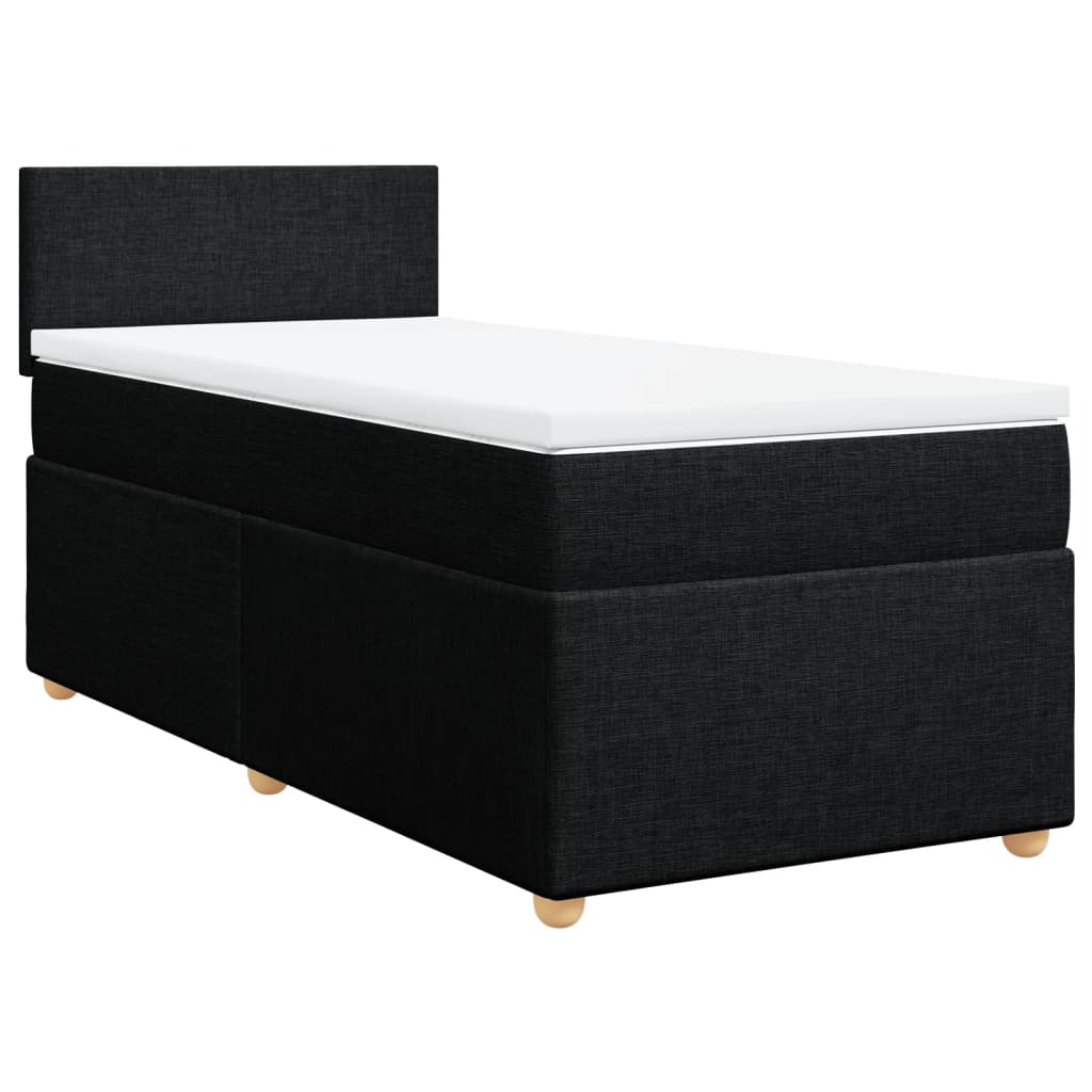 Box Spring Postel S Matrací Černá Textil Černá