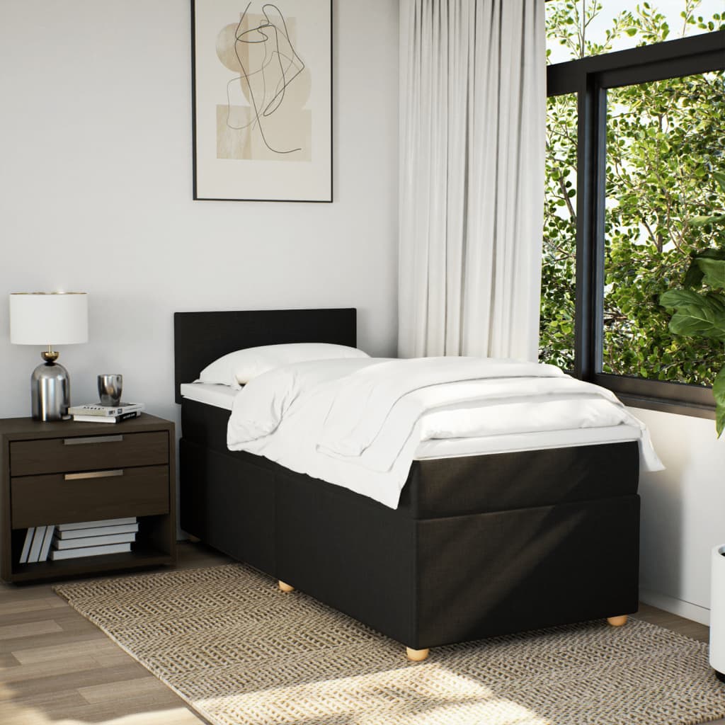 Box Spring Postel S Matrací Černá Textil Černá