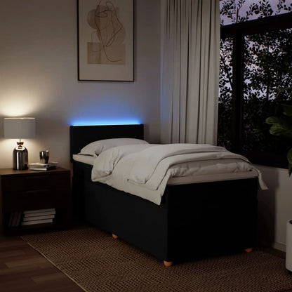 Box Spring Postel S Matrací Černá Textil Černá