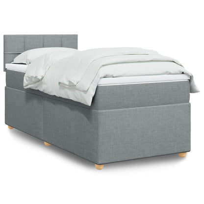 Box Spring Postel S Matrací Textil Světle Šedá