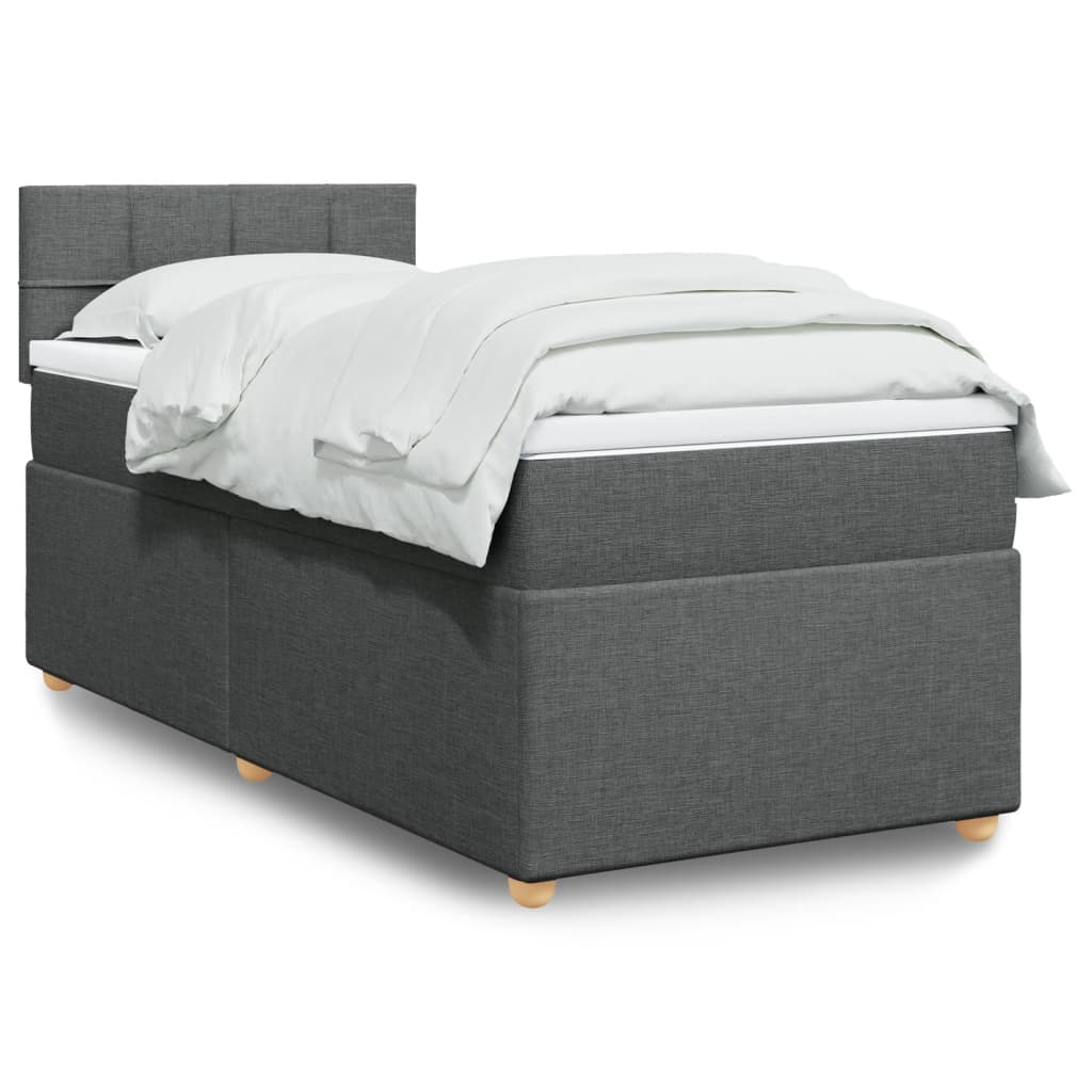 Box Spring Postel S Matrací Textil Tmavě Šedá