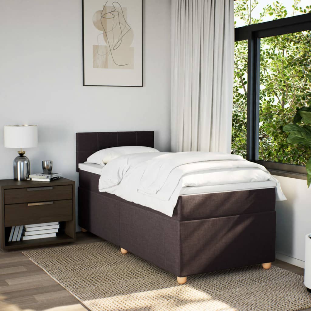 Box Spring Postel S Matrací Tmavě Hnědá 80X200 Cm Textil