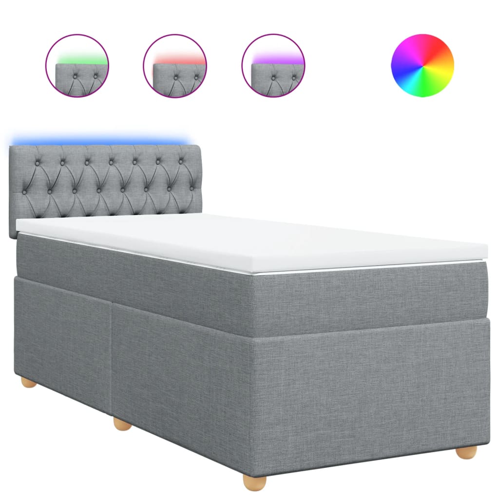 Box Spring Postel S Matrací Textil Světle Šedá