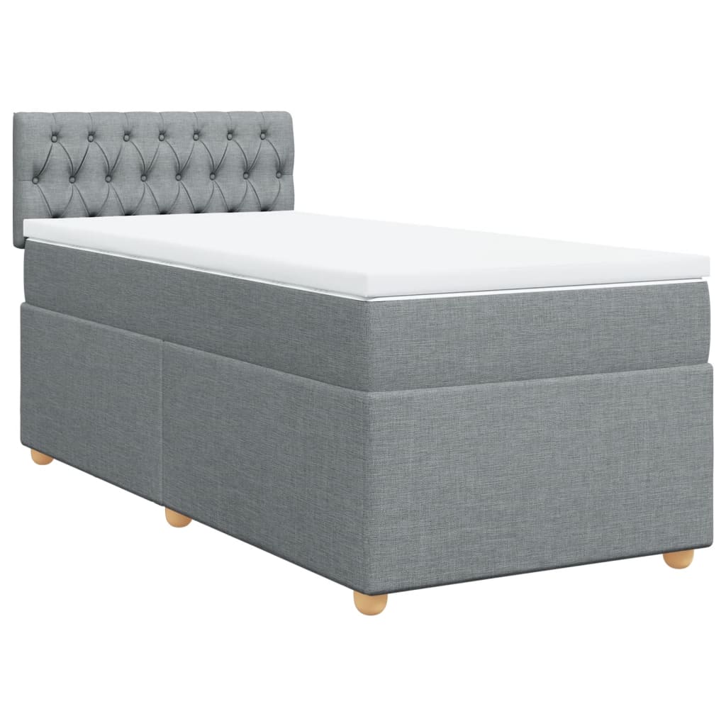 Box Spring Postel S Matrací Textil Světle Šedá