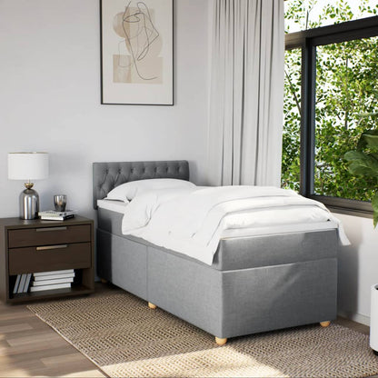 Box Spring Postel S Matrací Textil Světle Šedá