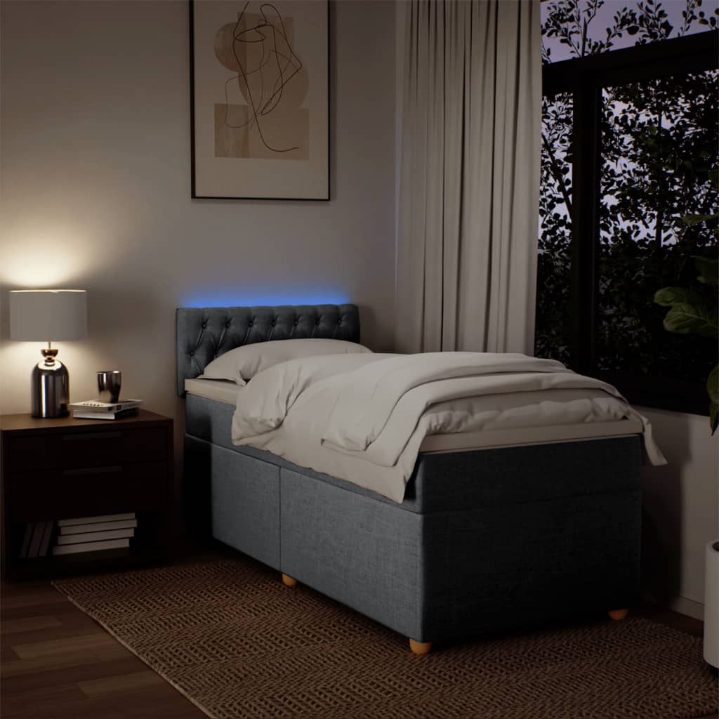 Box Spring Postel S Matrací Textil Světle Šedá