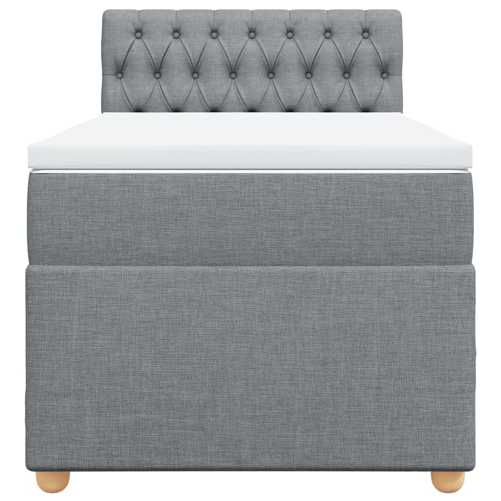 Box Spring Postel S Matrací Textil Světle Šedá