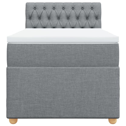 Box Spring Postel S Matrací Textil Světle Šedá