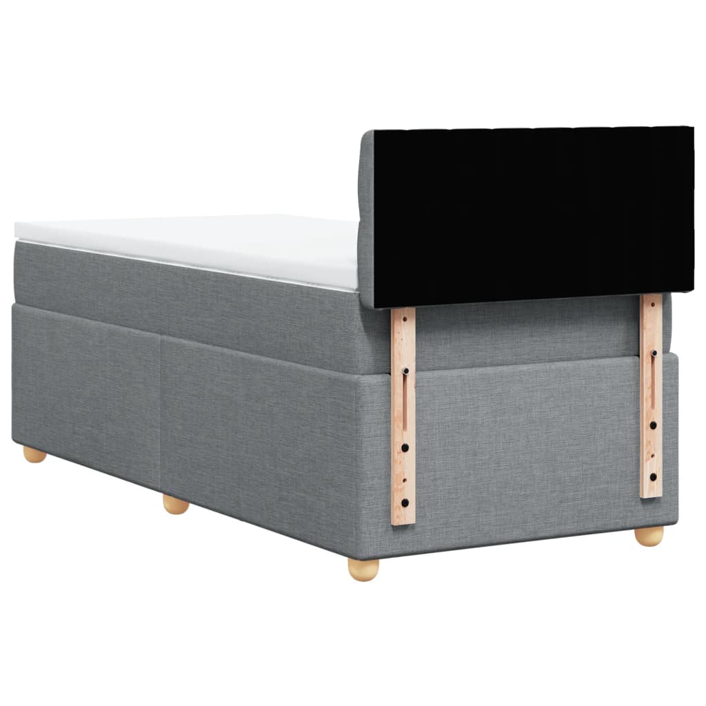 Box Spring Postel S Matrací Textil Světle Šedá