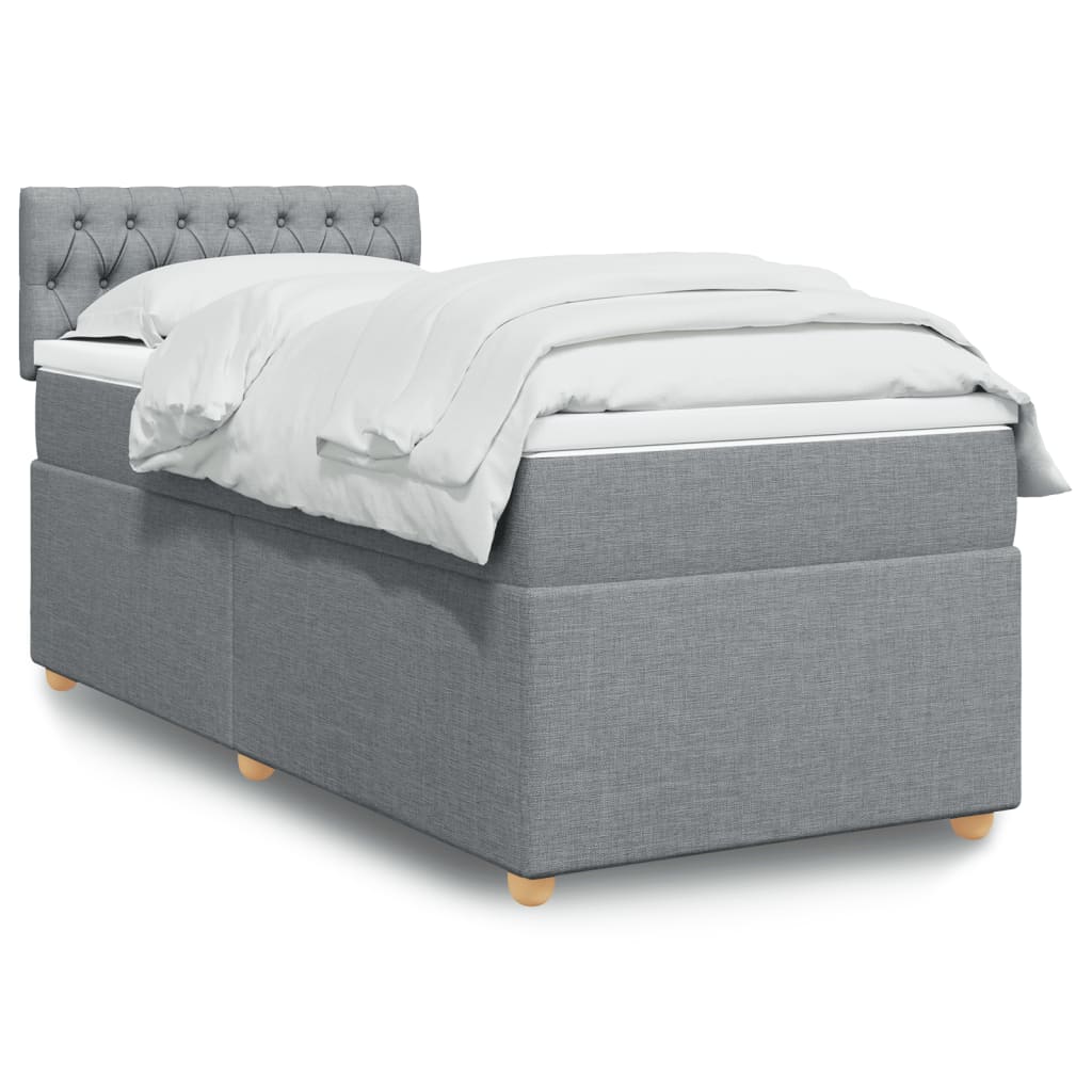 Box Spring Postel S Matrací Textil Světle Šedá