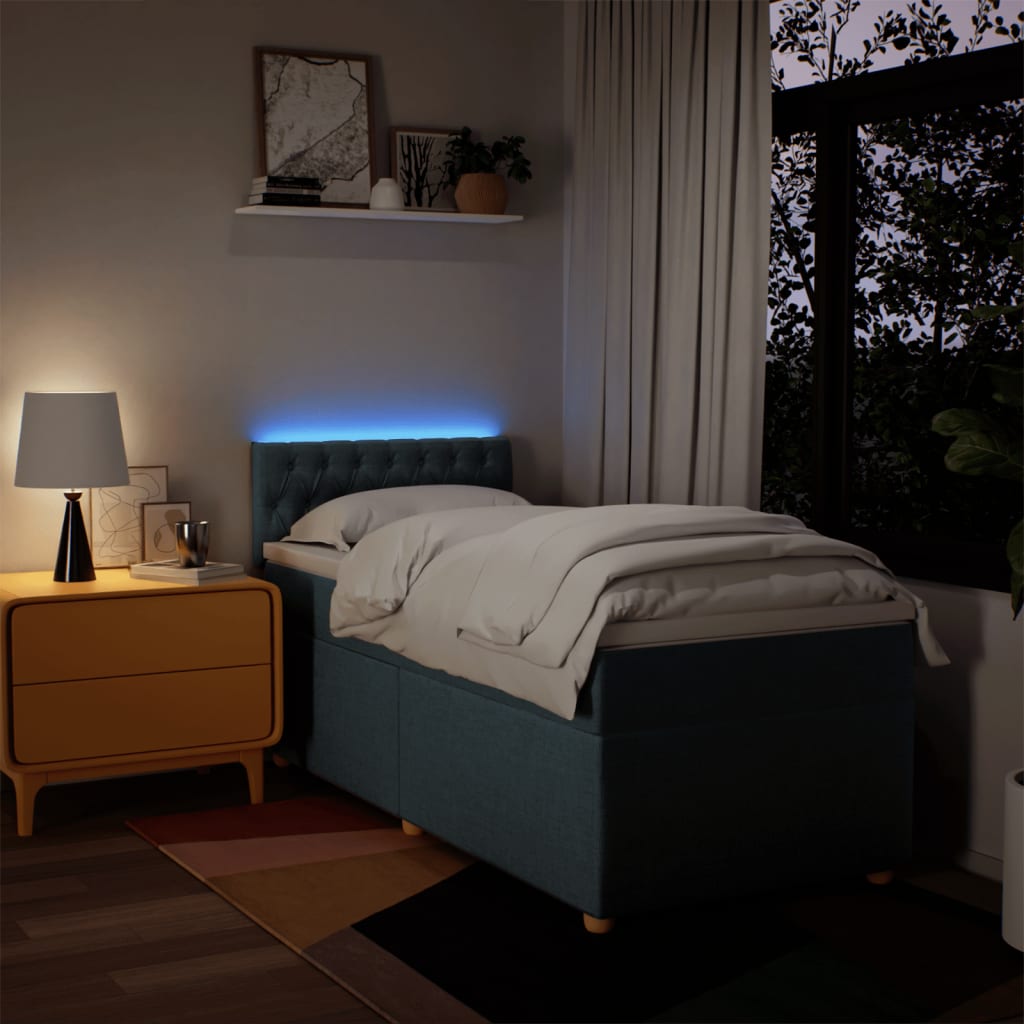 Box Spring Postel S Matrací Textil Modrá