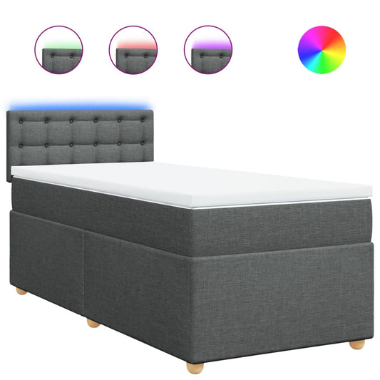 Box Spring Postel S Matrací Textil Tmavě Šedá