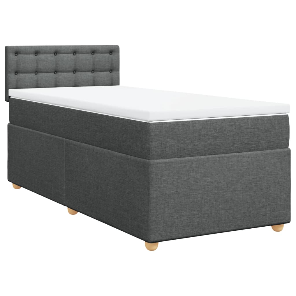 Box Spring Postel S Matrací Textil Tmavě Šedá